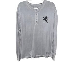 Express Men’s Henley Shirt Big Lion Logo Gray XL 90s Y2K grunge street wear